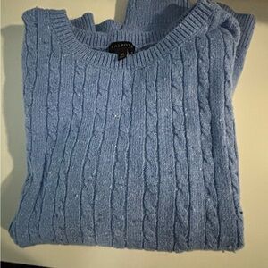 Talbots Women's Blue Cable Knit Crewneck Sweater